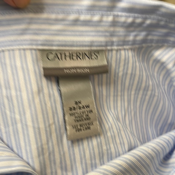 Catherine’s Blue/White Crisp Cotton No Iron Princess Seamed Blouse 2X - Picture 6 of 6
